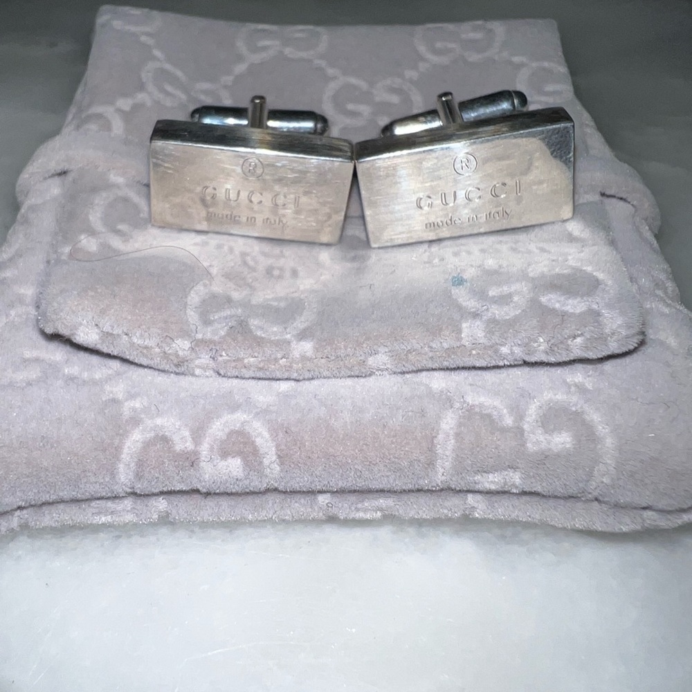 Guccitrademark Rectangular Sterling Silver Cuffli… - image 7